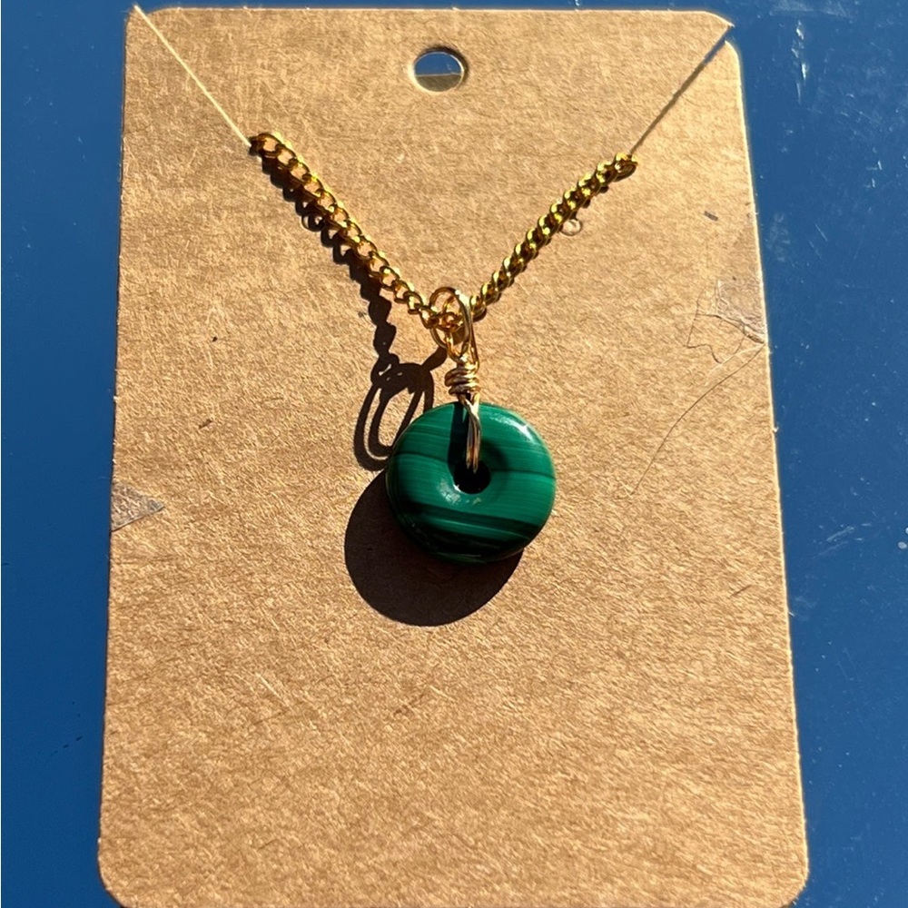 malachite mini donut necklace
